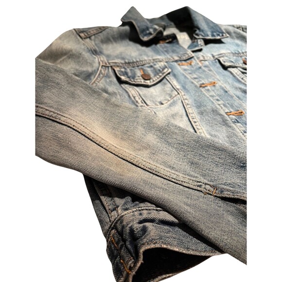 Women's GAP‎ 1969 Distressed Faded Classic Blue Jean Denim Jacket Coat XS Petite - Picture 10 of 10